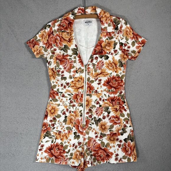 Show Me Your Mumu Size M Denim Ranch Romper In Desert Rose Fall Earth Tones Boho - Picture 1 of 16